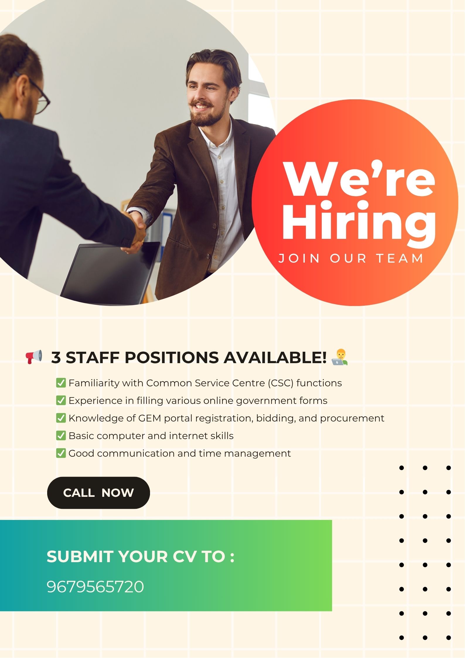 Office Staff for Online Tender Filing Needed